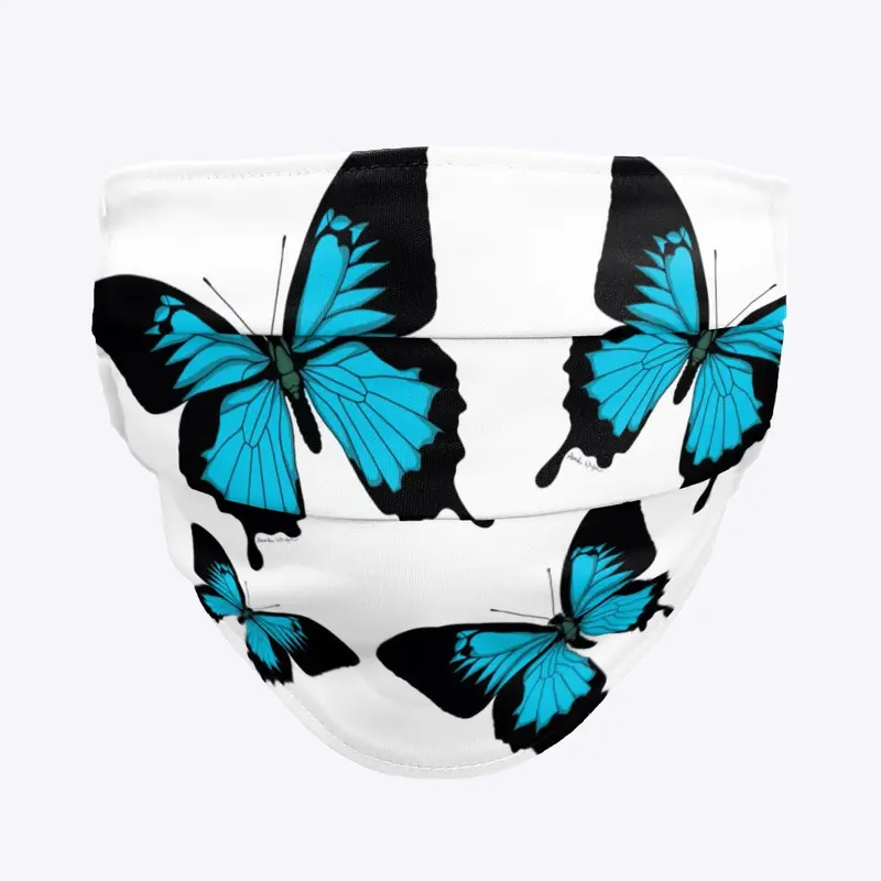 Mask with Multiple Morpho Butterflies 